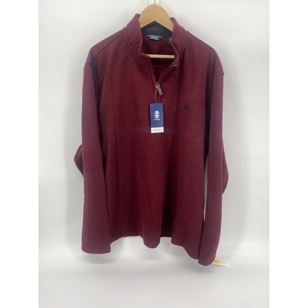 IZOD Quarter Zip Pullover Men XXL Velvet Maroon NEW Comfort+ Heathered